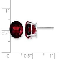 14K White Gold 10x 8mm Oval Garnet Post Earrings view 4
