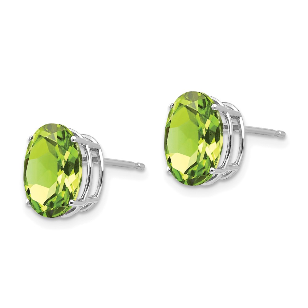 14k White Gold 10x8mm Oval Peridot Earrings (XE90WPE)
