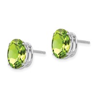 14K White Gold 10x8mm Oval Peridot Post Earrings view 2