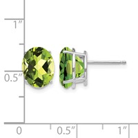 14K White Gold 10x8mm Oval Peridot Post Earrings view 4