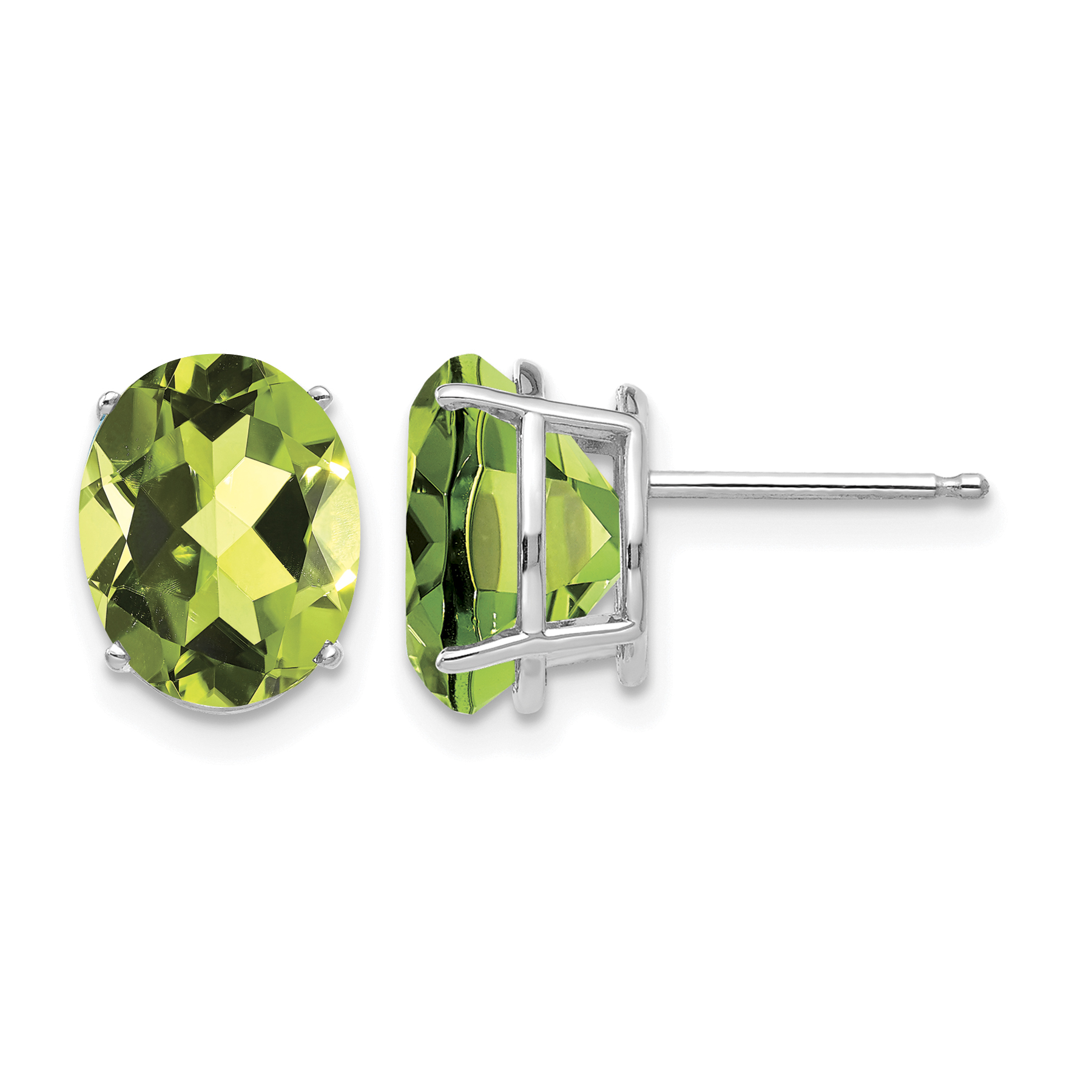 14k White Gold 10x8mm Oval Peridot Earrings (XE90WPE)