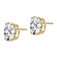 14K Yellow Gold 12x 10mm Oval Cubic Zirconia Post Earrings view 2
