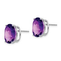 14K White Gold 12x10mm Oval Amethyst Stud Earrings view 2