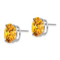 14K White Gold 12x10mm Oval Citrine Post Earrings view 2