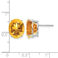14K White Gold 12x10mm Oval Citrine Post Earrings view 4