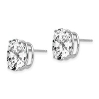 14K White Gold 12x 10mm Oval Cubic Zirconia Stud Earrings view 2