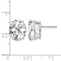 14K White Gold 12x 10mm Oval Cubic Zirconia Stud Earrings view 4