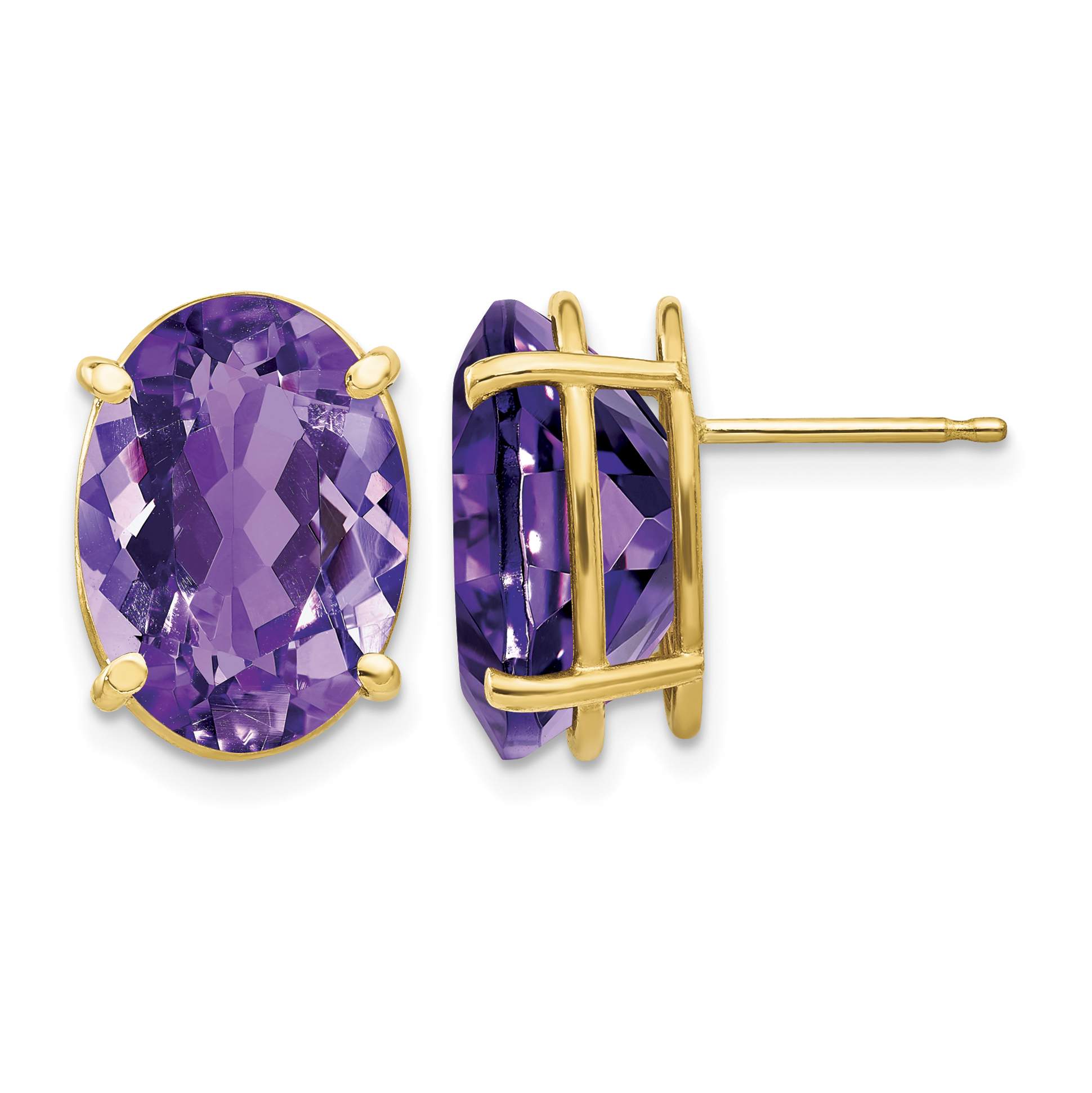 14k 14x10mm Oval Amethyst Earrings (XE92AM)