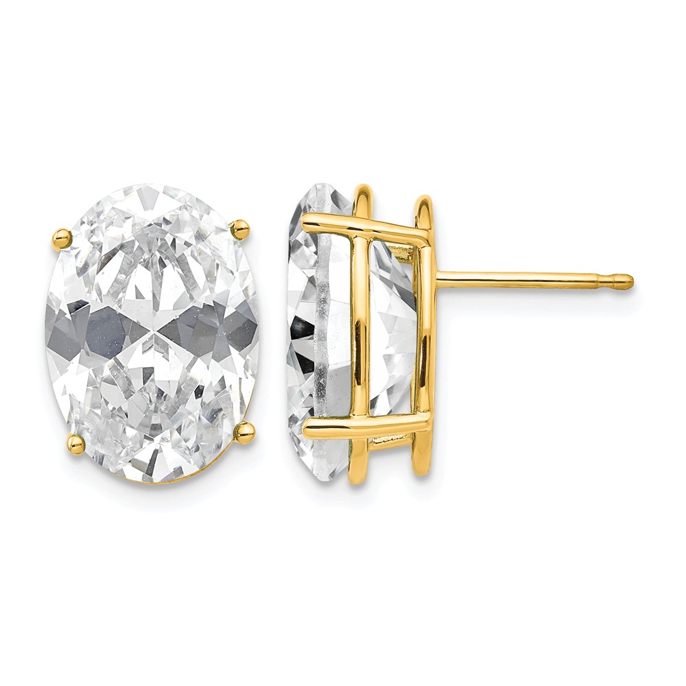 14k 14x10mm Oval Cubic Zirconia Earrings (XE92CZ)