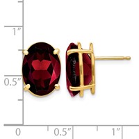 14K Yellow Gold 14x 10mm Oval Garnet Post Earrings view 4