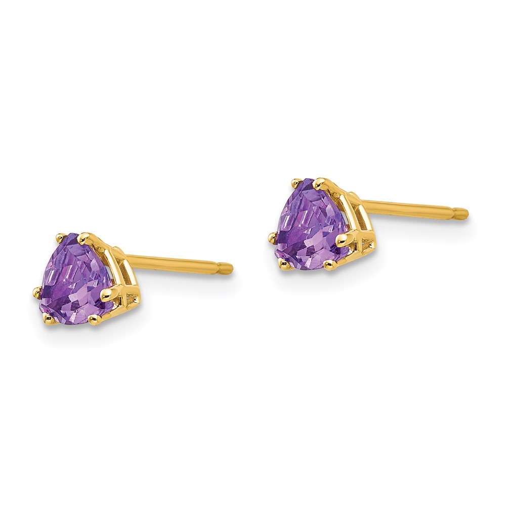 14k 5mm Trillion Amethyst Earrings (XE93AM)