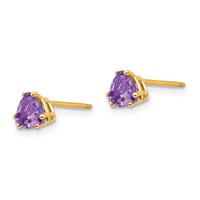 14K 5mm Trillion Amethyst Post Earrings view 2