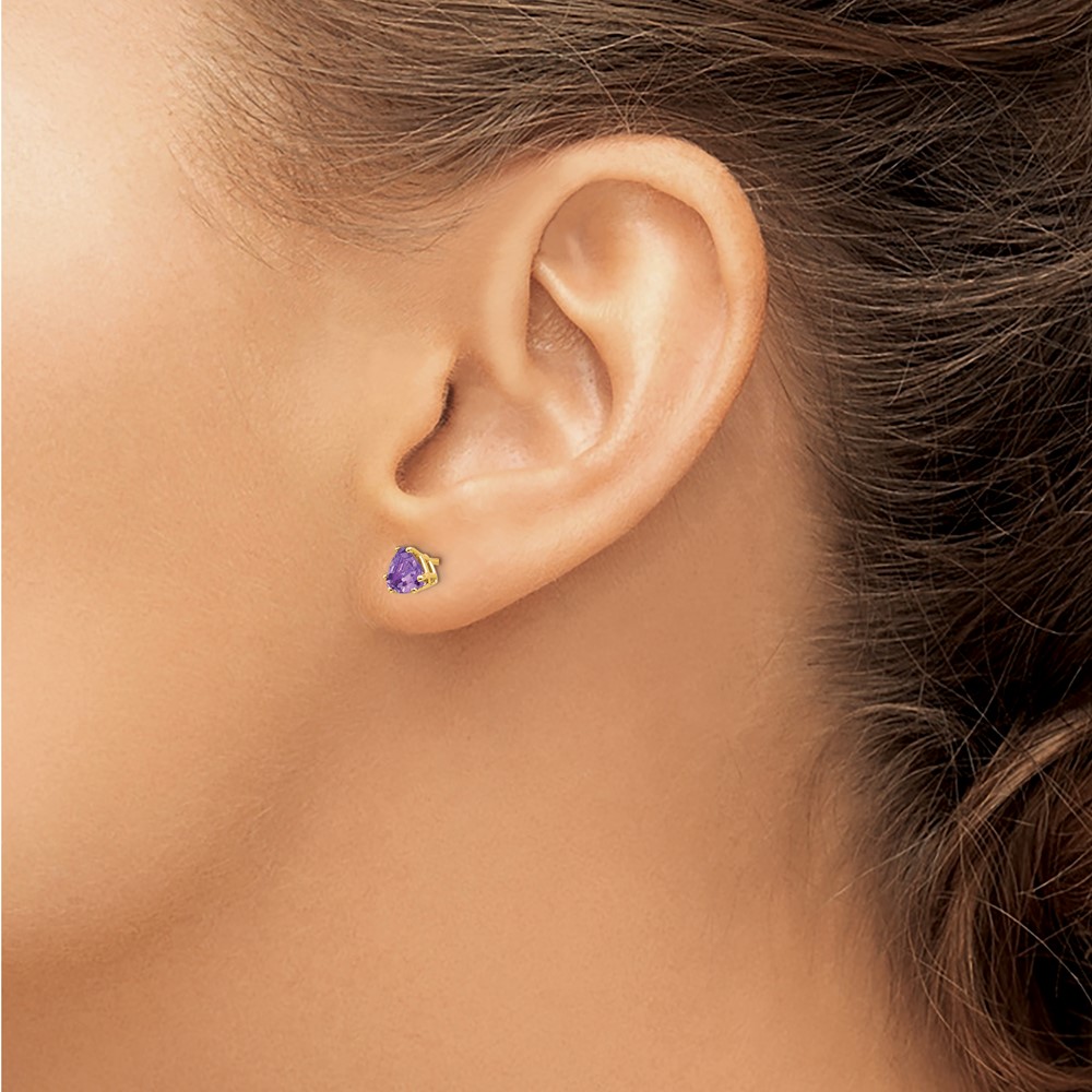 14k 5mm Trillion Amethyst Earrings (XE93AM)
