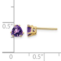 14K 5mm Trillion Amethyst Post Earrings view 4