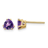 14K 5mm Trillion Amethyst Post Earrings view 1