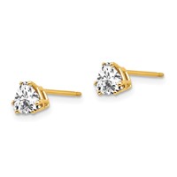 14K 5mm Yellow Gold Trillion Cubic Zirconia Post Earrings view 2