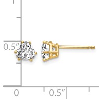 14K 5mm Yellow Gold Trillion Cubic Zirconia Post Earrings view 4