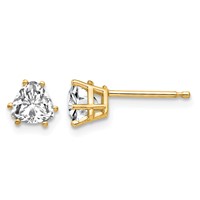 14K 5mm Yellow Gold Trillion Cubic Zirconia Post Earrings view 1