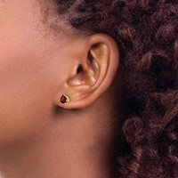 14K 5mm Yellow Gold Trillion Garnet Post Earrings view 3