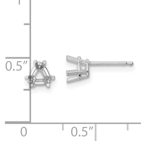14k White Gold 5mm Trillion Earring Mountings
