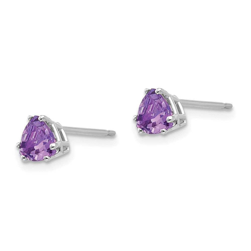 14k White Gold 5mm Trillion Amethyst Earrings (XE93WAM)