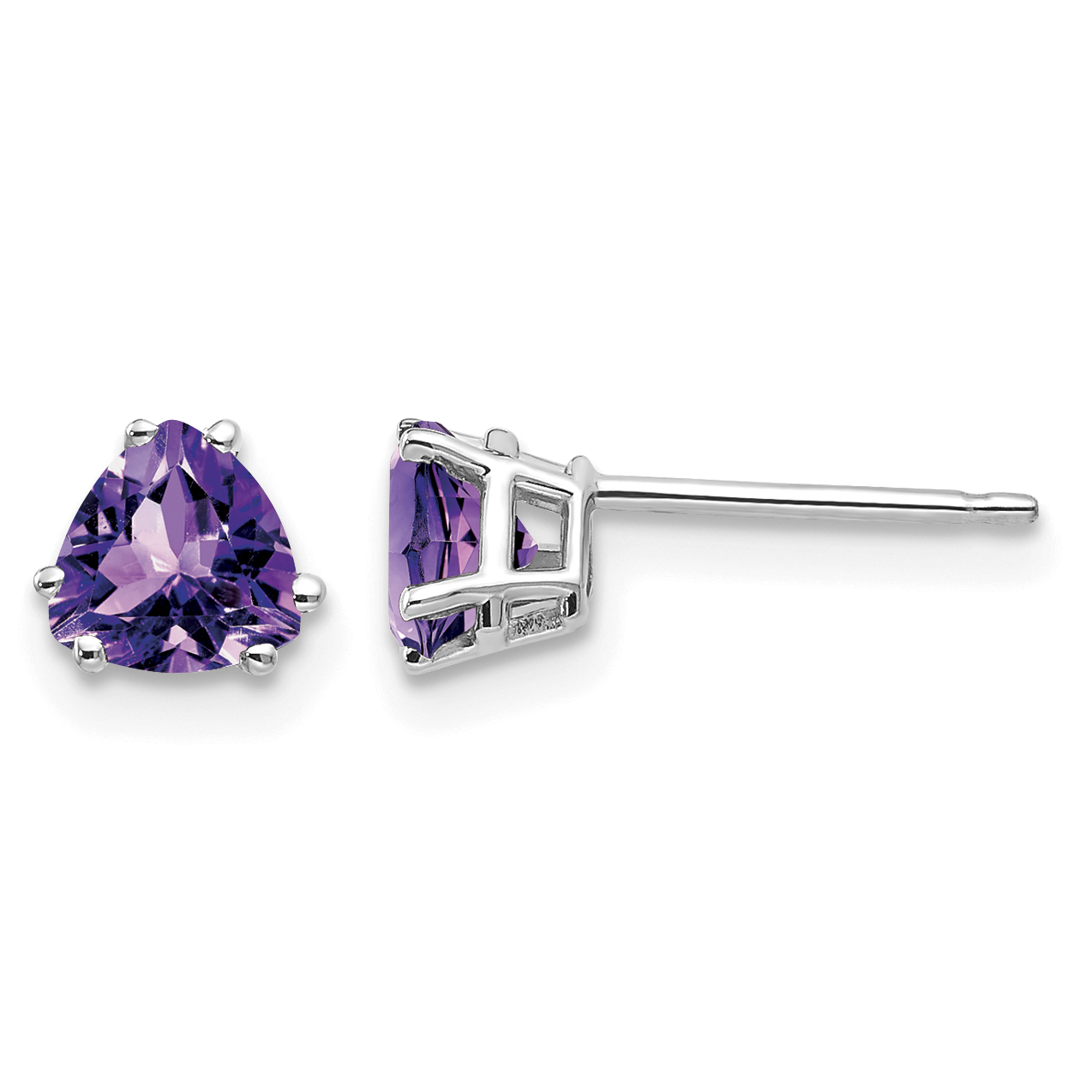 14k White Gold 5mm Trillion Amethyst Earrings (XE93WAM)