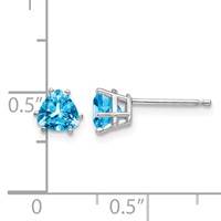14K White Gold 5mm Trillion Blue Topaz Post Earrings view 4