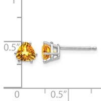 14K White Gold 5mm Trillion Citrine Stud Earrings view 4
