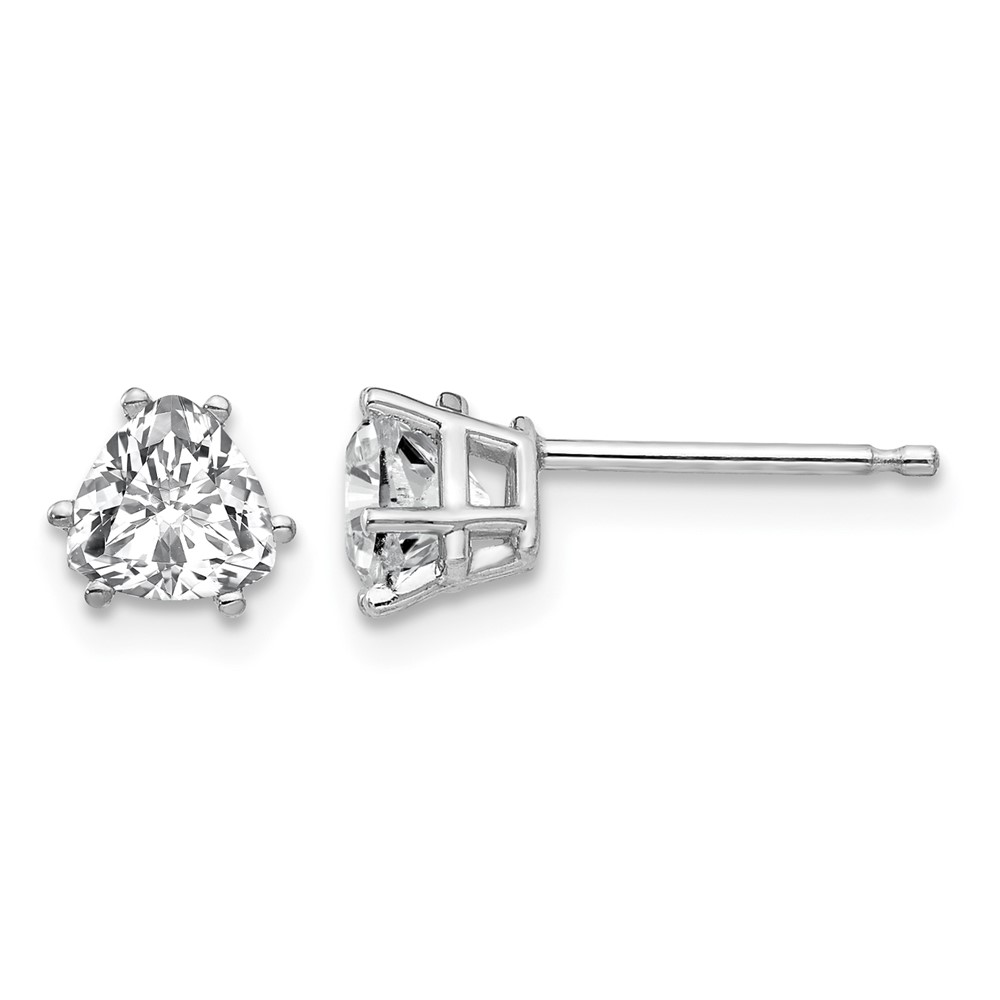 14K White Gold 5mm Trillion Cubic Zirconia Stud Earrings