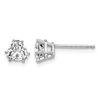 14K White Gold 5mm Trillion Cubic Zirconia Stud Earrings view 1