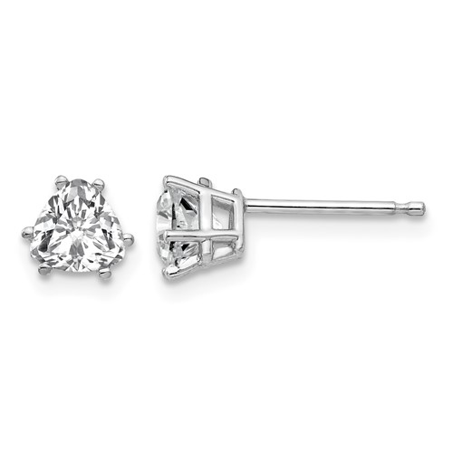 14K White Gold 5mm Trillion Cubic Zirconia Stud Earrings