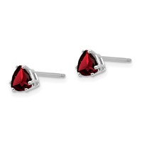 14K White Gold 5mm Trillion Garnet Post Earrings view 2