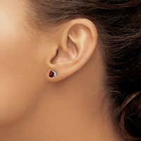 14K White Gold 5mm Trillion Garnet Post Earrings view 3
