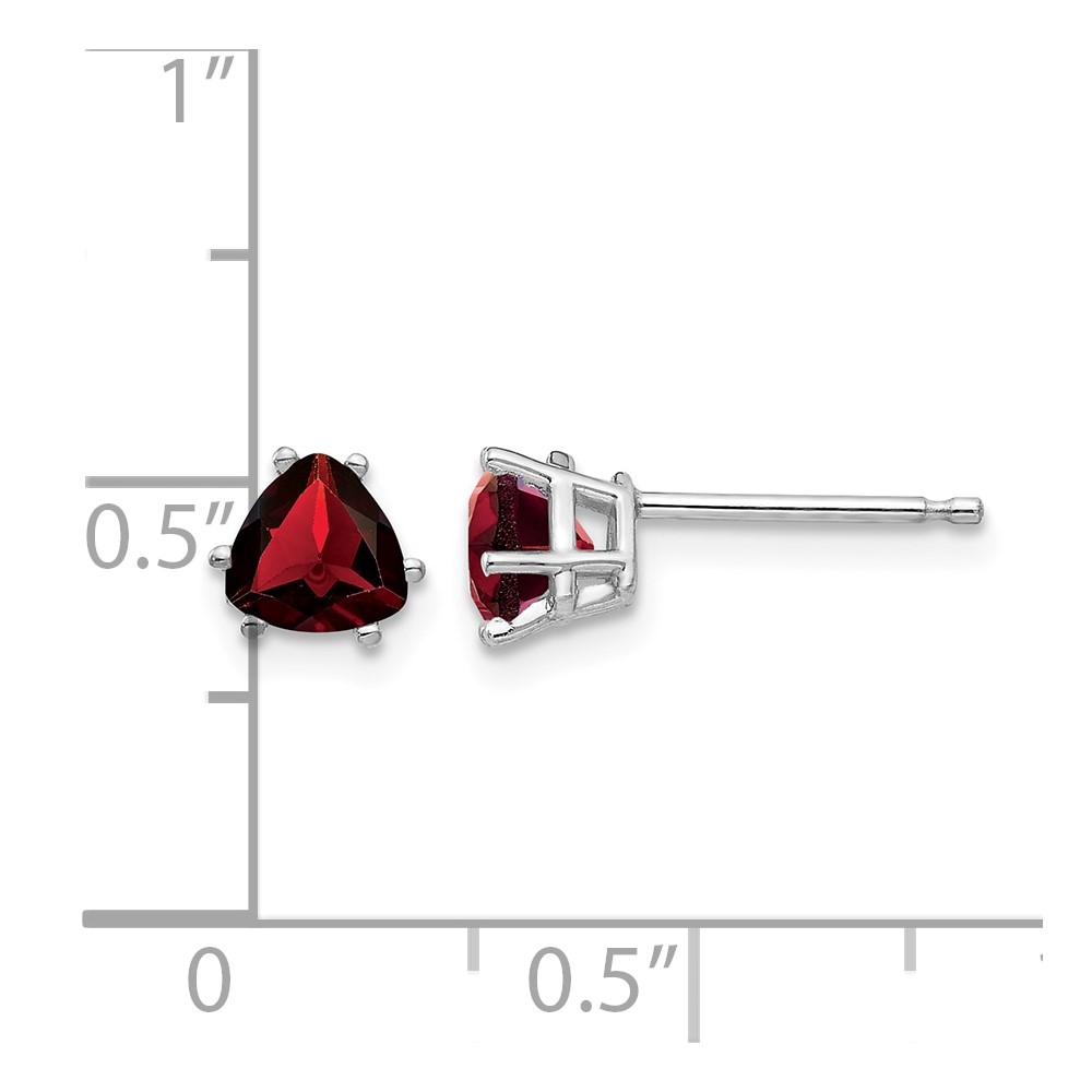 14k White Gold Garnet Trillion Stud Earrings (XE93WGA)