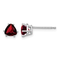 14K White Gold 5mm Trillion Garnet Post Earrings view 1