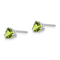 14K White Gold 5mm Trillion Peridot Stud Earrings view 2