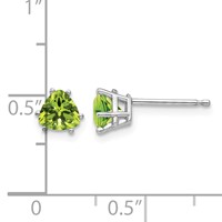 14K White Gold 5mm Trillion Peridot Stud Earrings view 4
