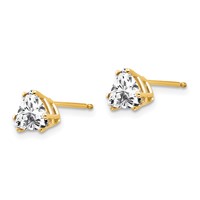 14K 6mm Yellow Gold Trillion Cubic Zirconia Post Earrings view 2
