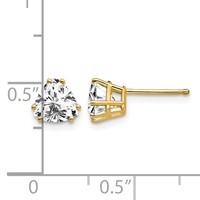 14K 6mm Yellow Gold Trillion Cubic Zirconia Post Earrings view 4