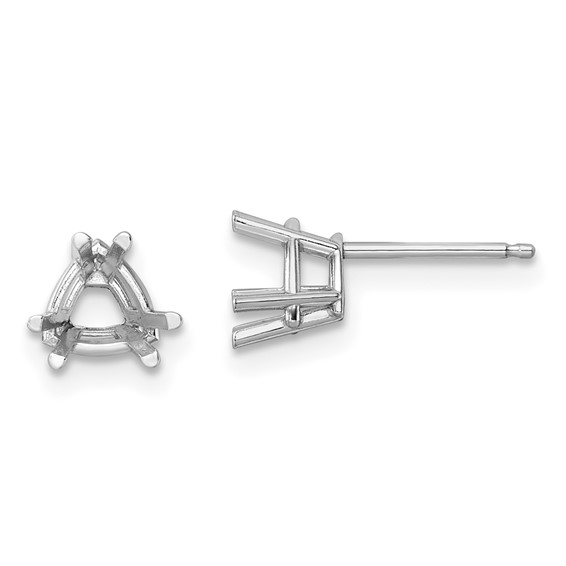 14k White Gold 6mm Trillion Earring Mountings