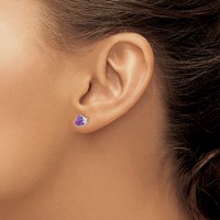 14K White Gold 6mm Trillion Amethyst Post Earrings view 3