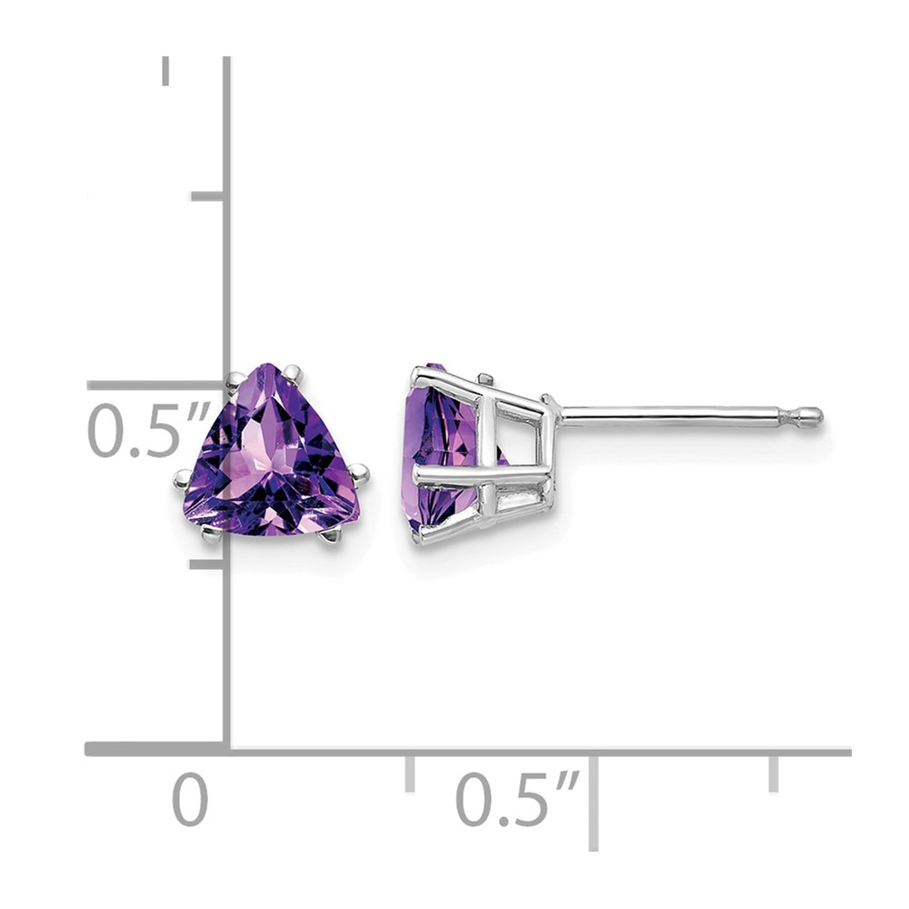 14k White Gold 6mm Trillion Amethyst Earrings (XE94WAM)