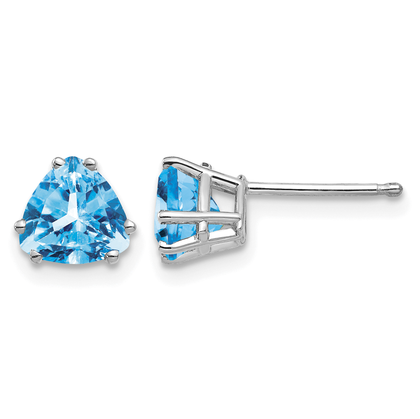 14k White Gold 6mm Trillion Blue Topaz Earrings (XE94WBT)