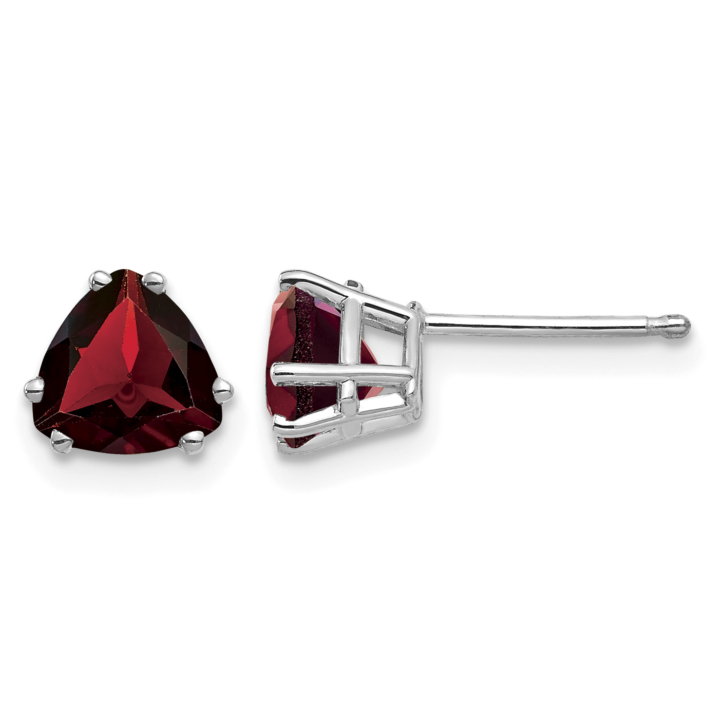 14k White Gold 6mm Trillion Garnet Earrings (XE94WGA)