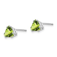 14K White Gold 6mm Trillion Peridot Post Earrings view 2