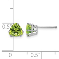 14K White Gold 6mm Trillion Peridot Post Earrings view 4