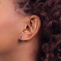 14K 7mm Trillion Amethyst Post Earrings view 3