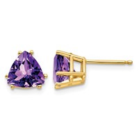 14K 7mm Trillion Amethyst Post Earrings view 1