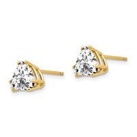 14K 7mm Yellow Gold Trillion Cubic Zirconia Post Earrings view 2