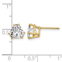 14K 7mm Yellow Gold Trillion Cubic Zirconia Post Earrings view 4